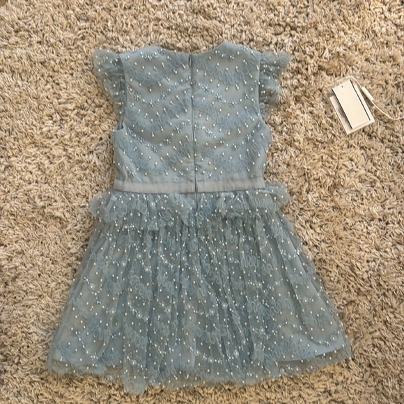 Self Portrait Dress- Size 5 / 6 GIRLS BLUE BEAD & FAUX PEARL TULLE DRESS - Picture 4 of 8
